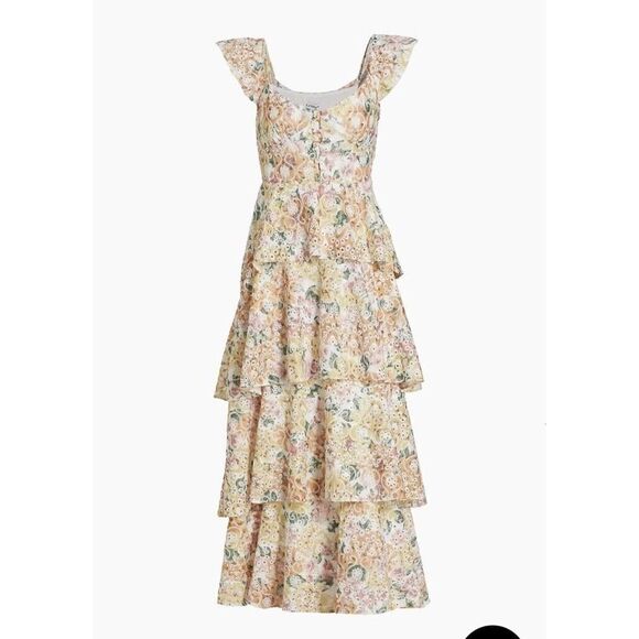 En Saison Presley Embroidered Tiered Floral Midi Dress Size L Summer NWT Revolve - Picture 2 of 13